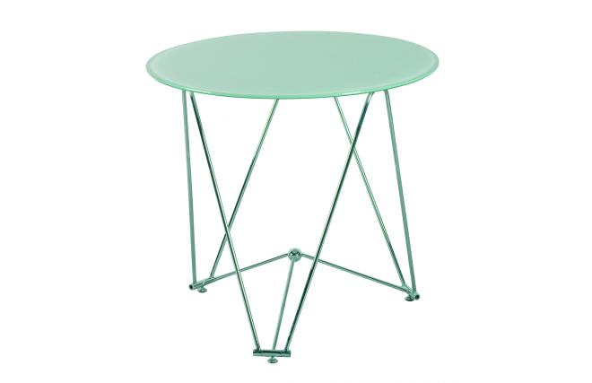 Mesa de cocina/comedor redonda JANIS 80cm de acero y cristal templado