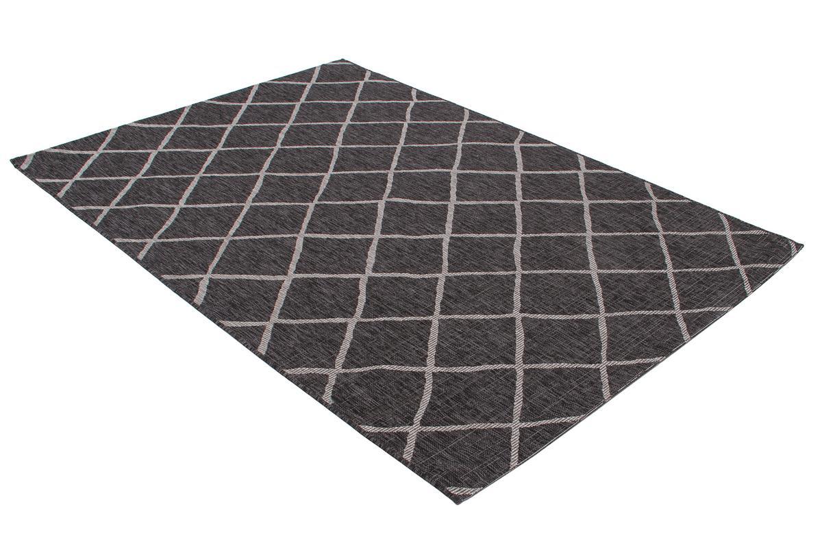 Alfombra de exterior con rombos negros y beige 160נ230cm HOREA