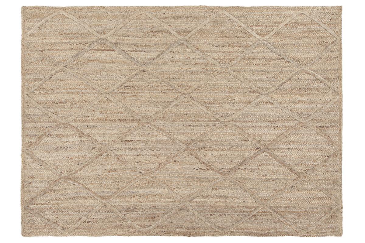 Alfombra natural en yute con motivos rombos 160 x 230 cm RAFI