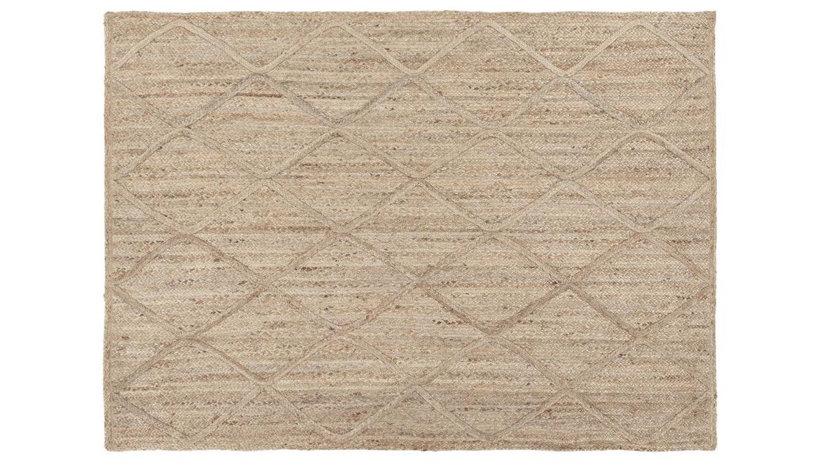 Alfombra natural en yute con motivos rombos 160 x 230 cm RAFI