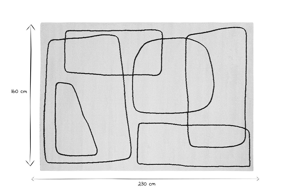 Alfombra rectangular 160 x 230 cm Line Art blanco roto y negro TIANA