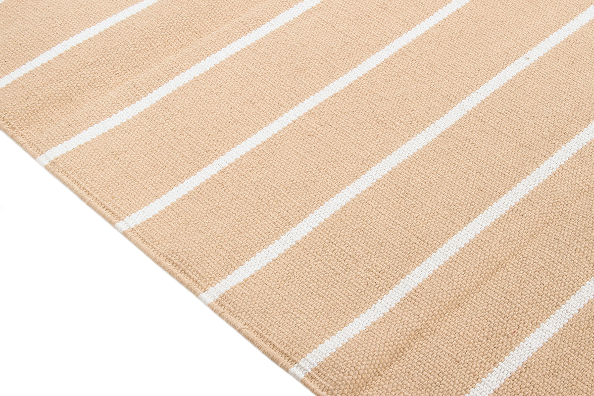 Alfombra rectangular de rayas beige y blancas 60 x 180 cm LANZA