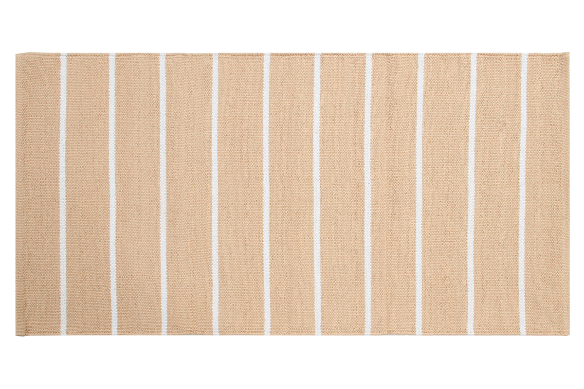 Alfombra rectangular de rayas beige y blancas 60 x 180 cm LANZA