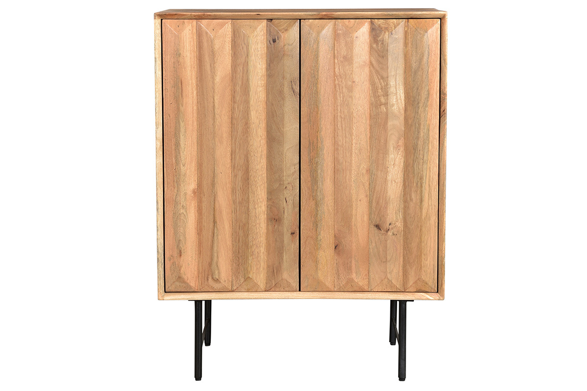 Aparador alto en mango macizo con puertas en relieve L70 cm AGRA