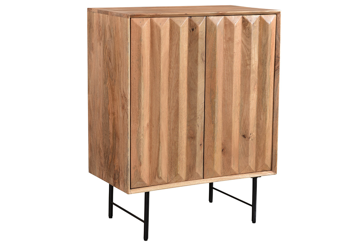 Aparador alto en mango macizo con puertas en relieve L70 cm AGRA