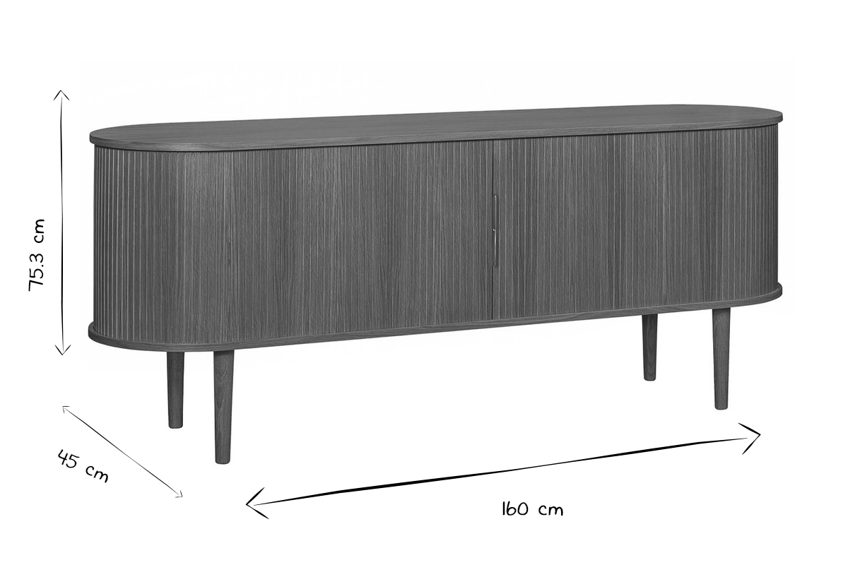 Aparador con puertas correderas de contrachapado de roble y roble macizo 160cm EPIC