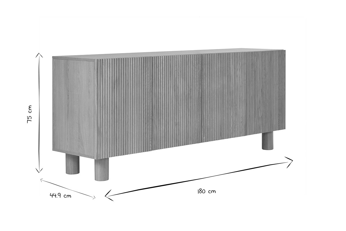 Aparador de 4 puertas roble macizo claro 180 cm GOSHI