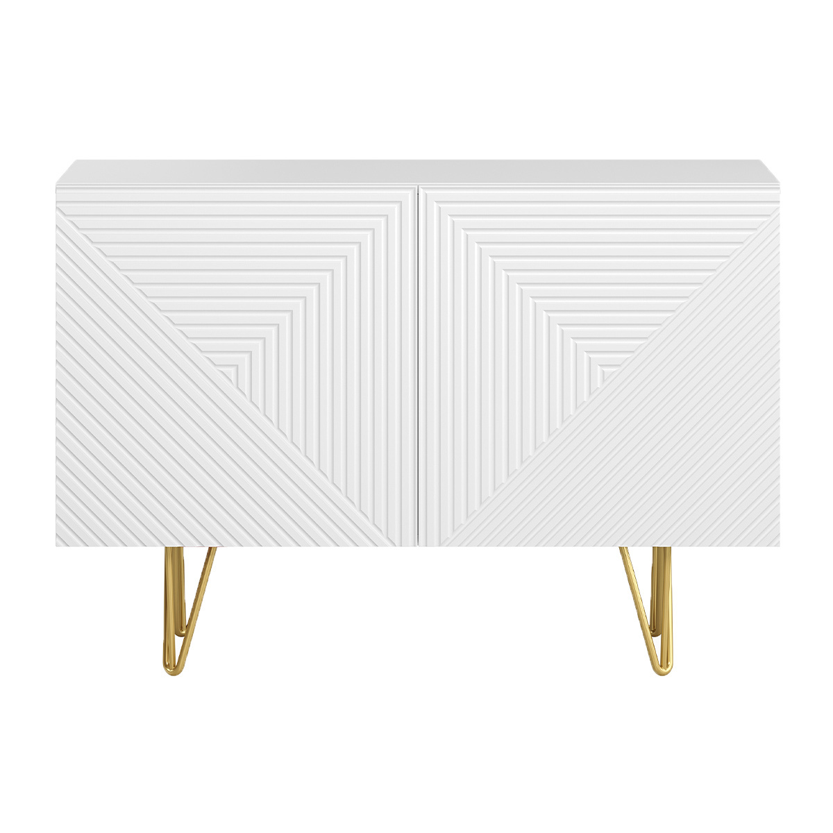 Aparador de diseño blanco y dorado con 2 puertas 107 cm OZEN