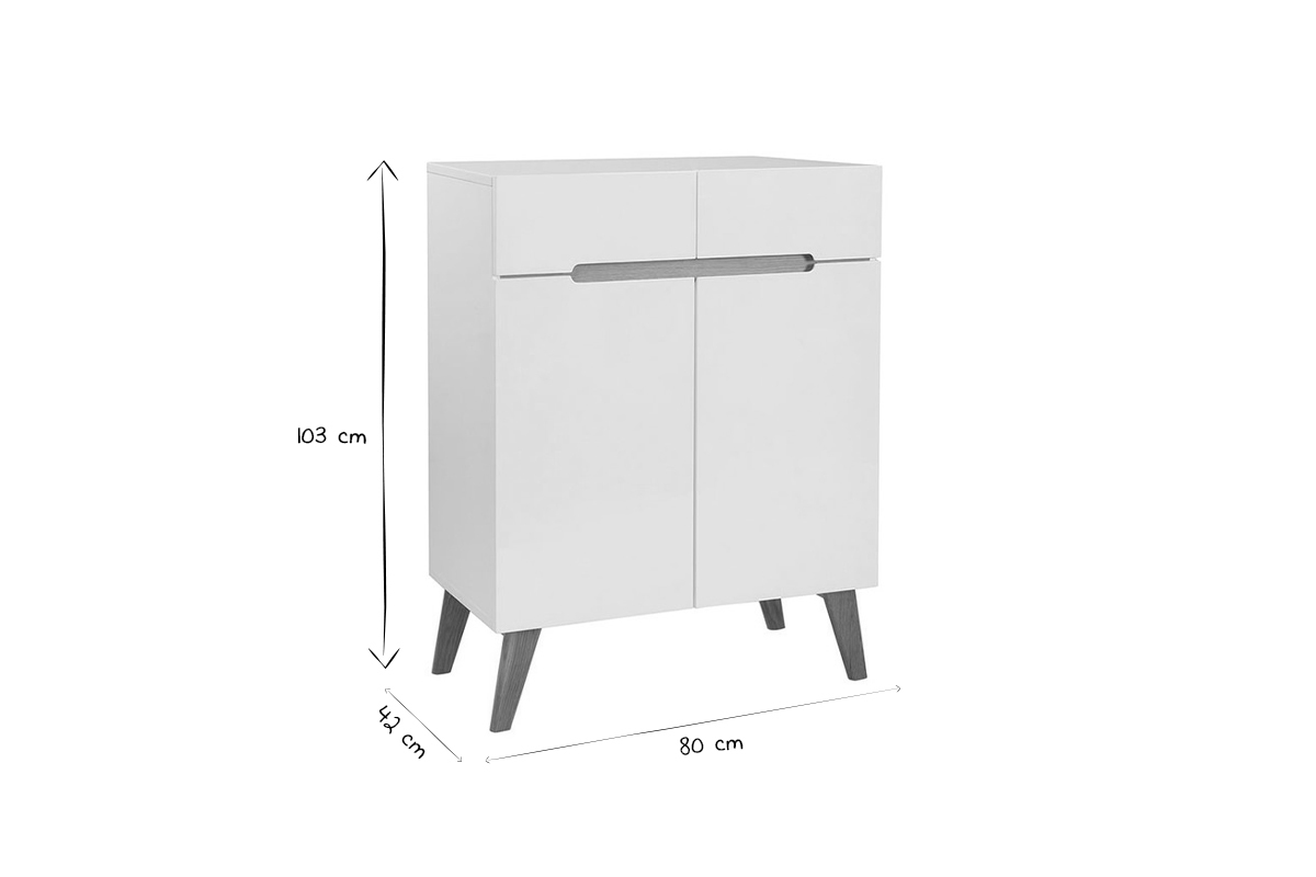 Aparador escandinavo blanco y fresno 80cm MELKA