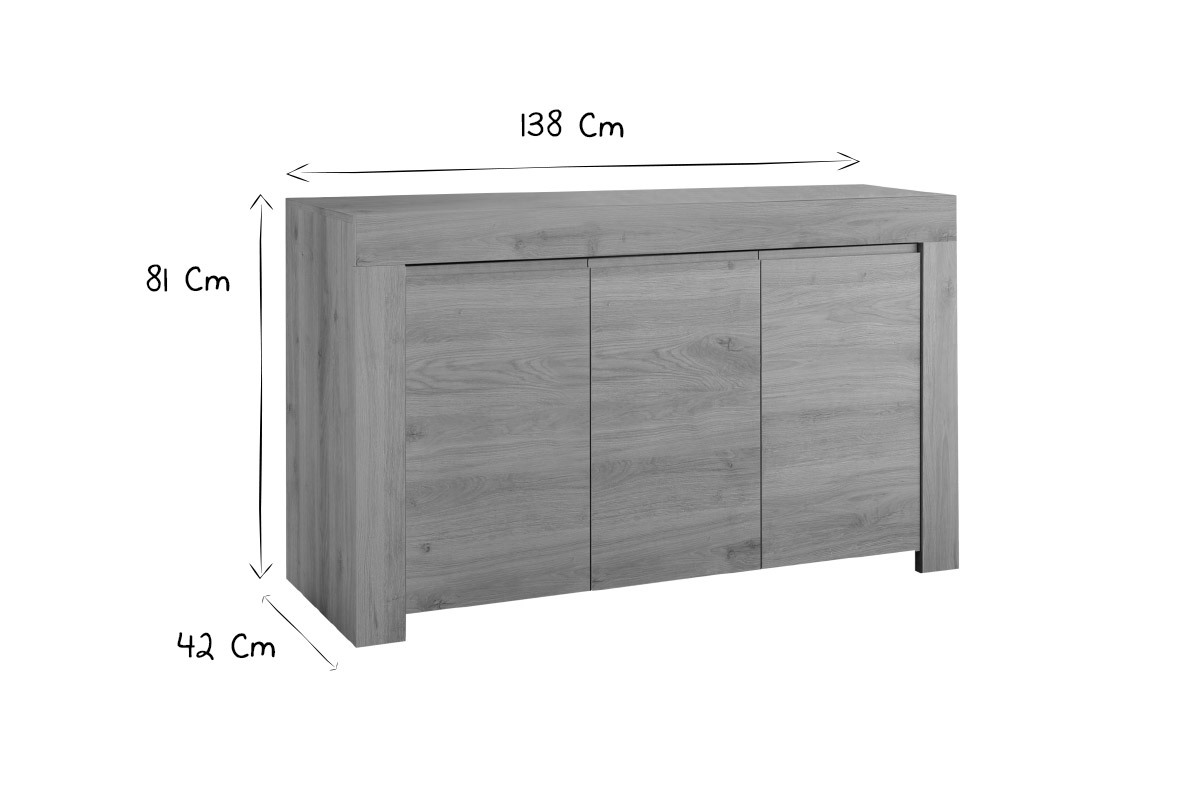 Aparador moderno acabado roble L138 cm TINO