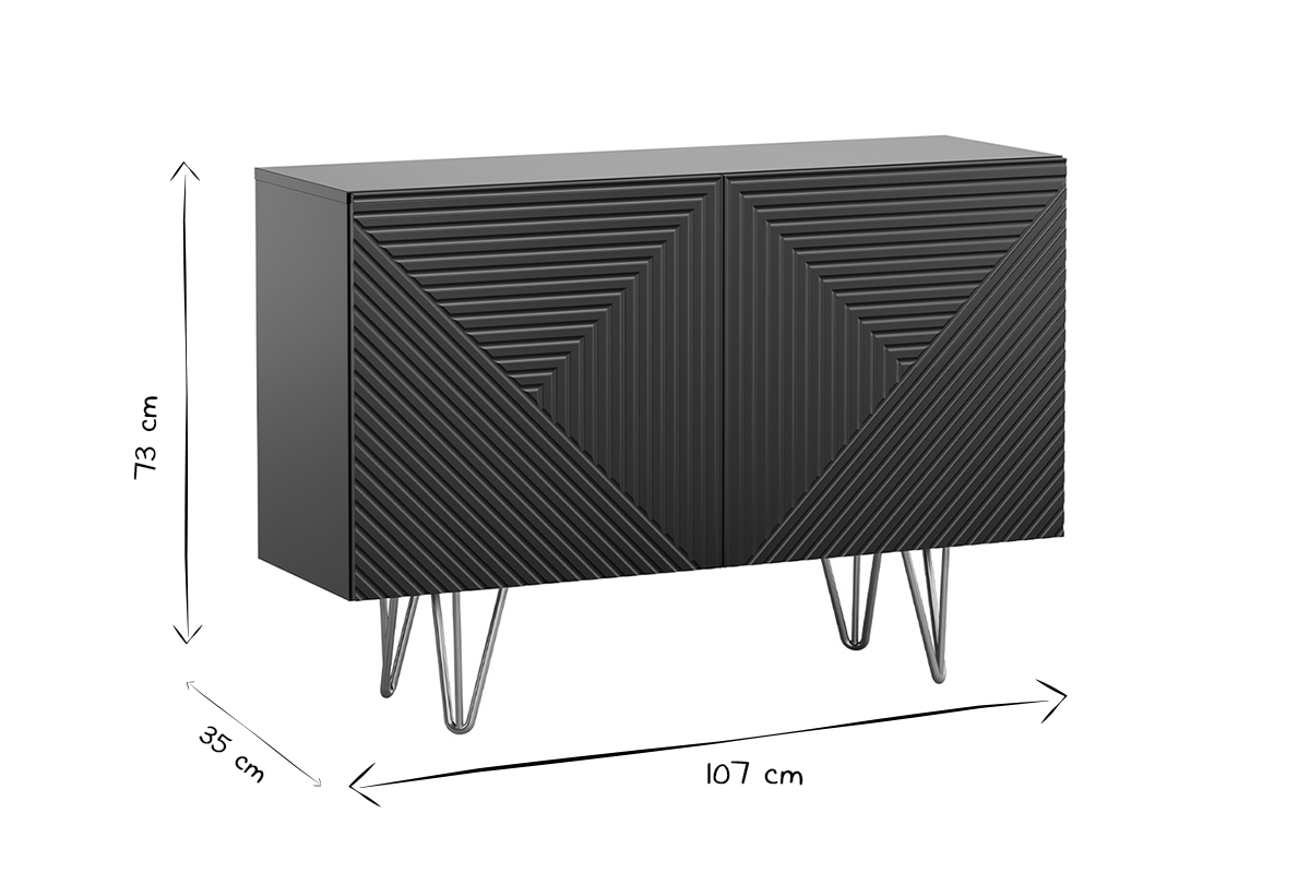 Aparador negro y metal dorado 2 puertas 107 cm OZEN