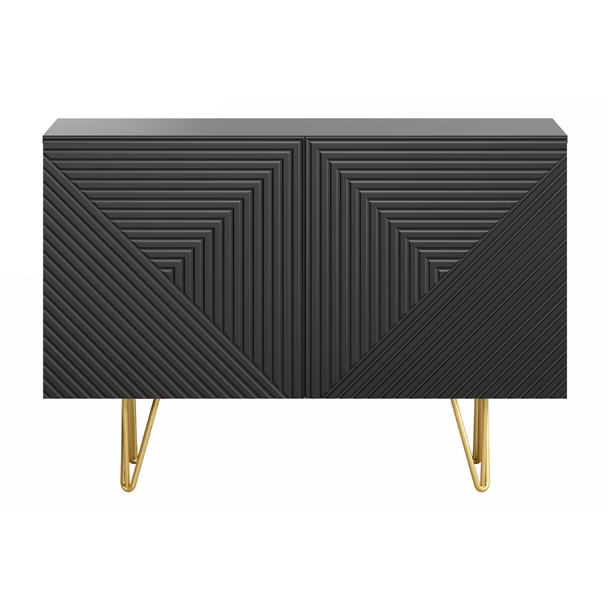 Aparador negro y metal dorado 2 puertas 107 cm OZEN