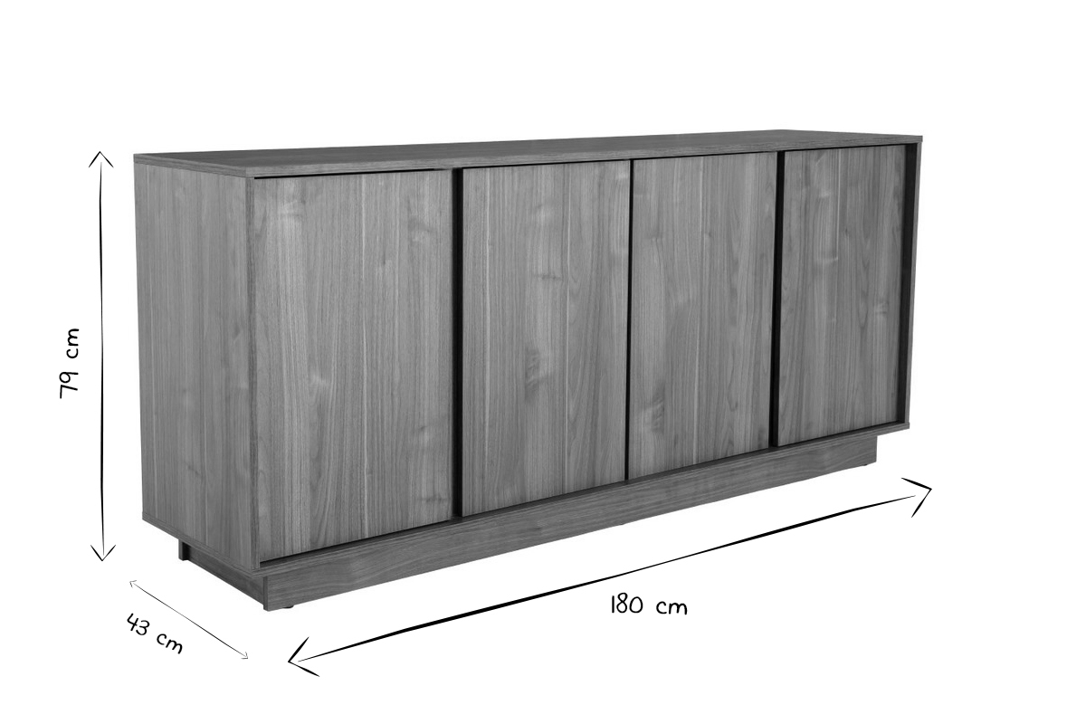 Aparador nrdico de 4 puertas con acabado en roble 180 cm COMO