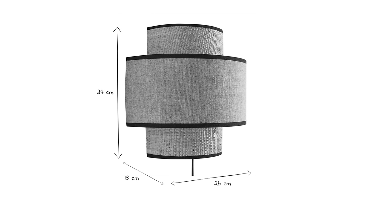 Aplique de doble material rafia y lino blanco de 24 cm LITCHI