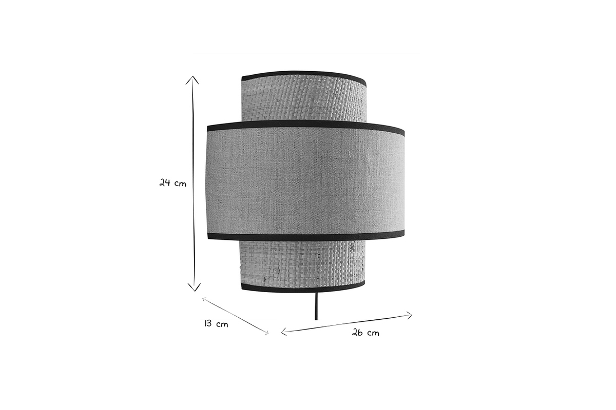 Aplique de doble material rafia y lino blanco de 24 cm LITCHI