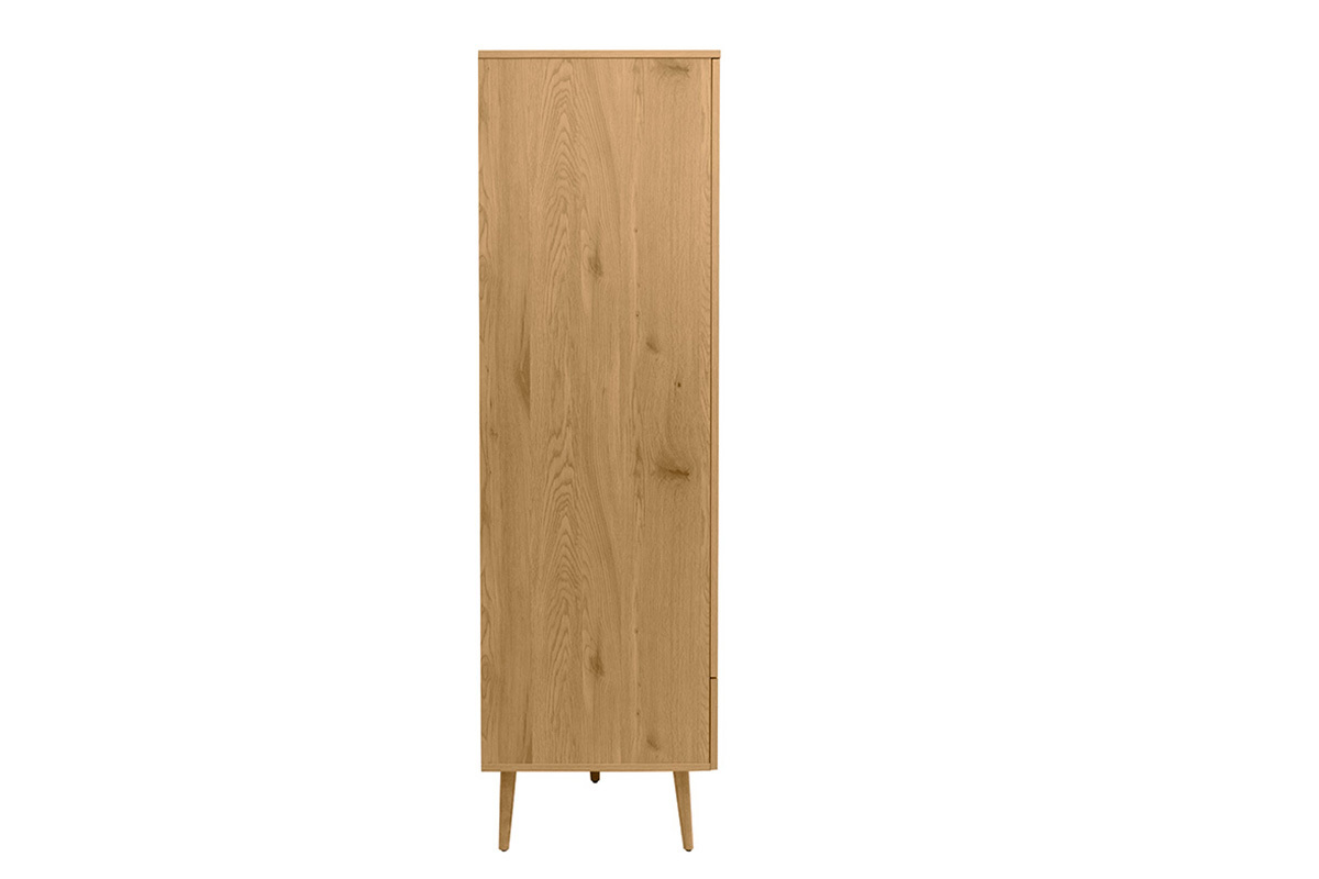 Armario acabado en madera clara, rejilla de ratn y metal negro H190 cm MANILLE