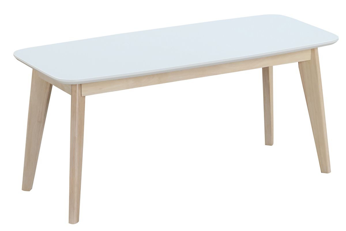 Banco diseo 100cm blanco y madera LEENA