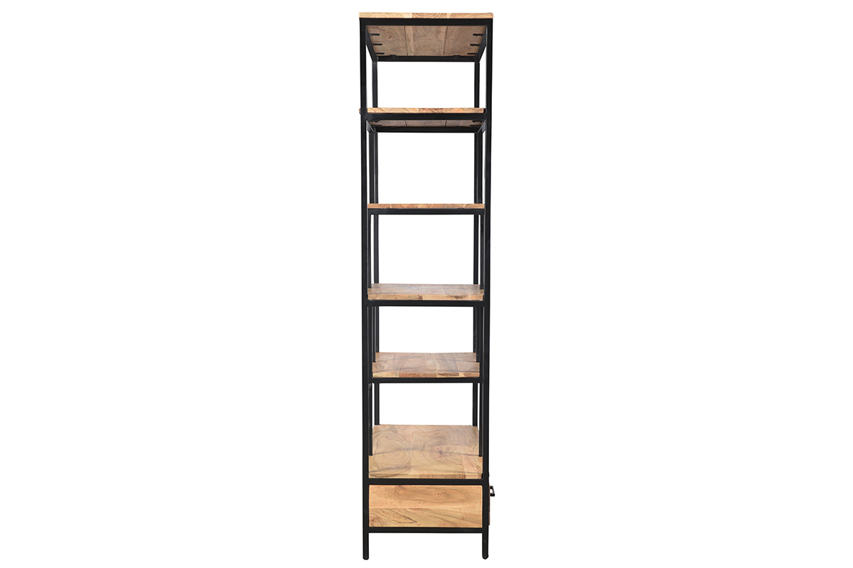 Biblioteca industrial en acacia y metal negro L90 cm JASPE