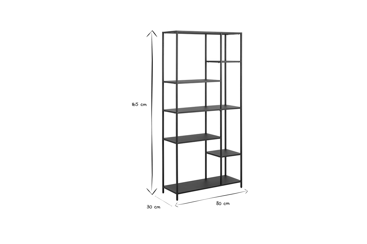 Biblioteca moderna en metal negro A165 cm PODIUM