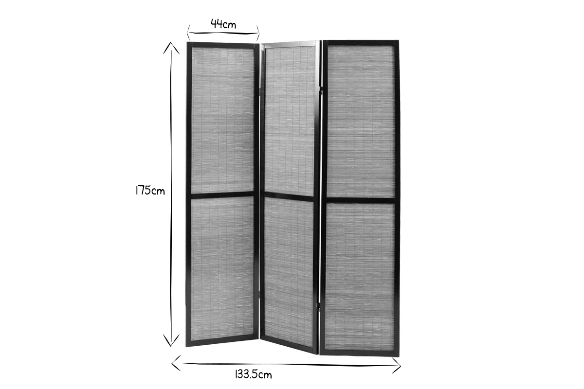 Biombo de 3 partes SUWA de abeto y bamb