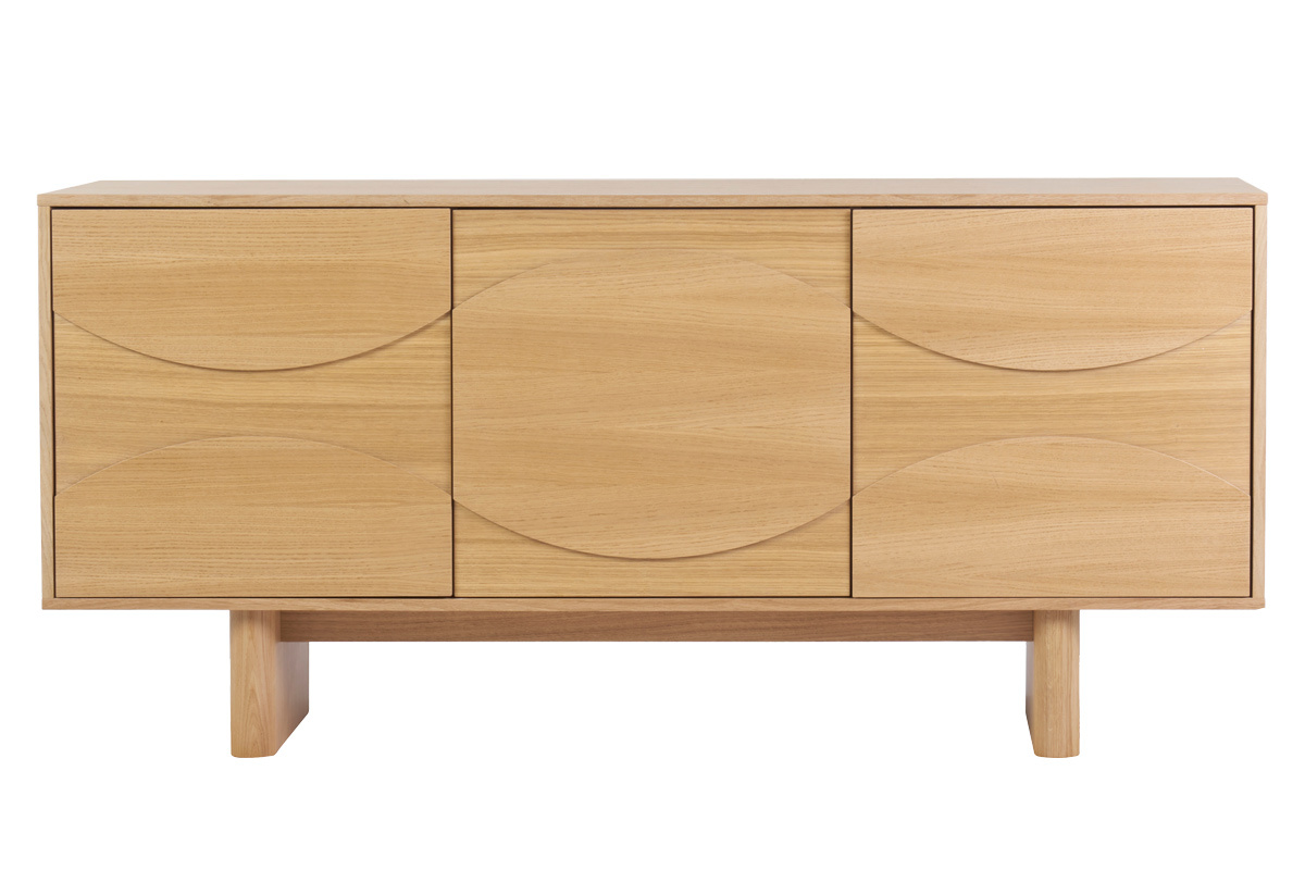 Buffet de madera clara de roble grabado L160 cm SEIGO