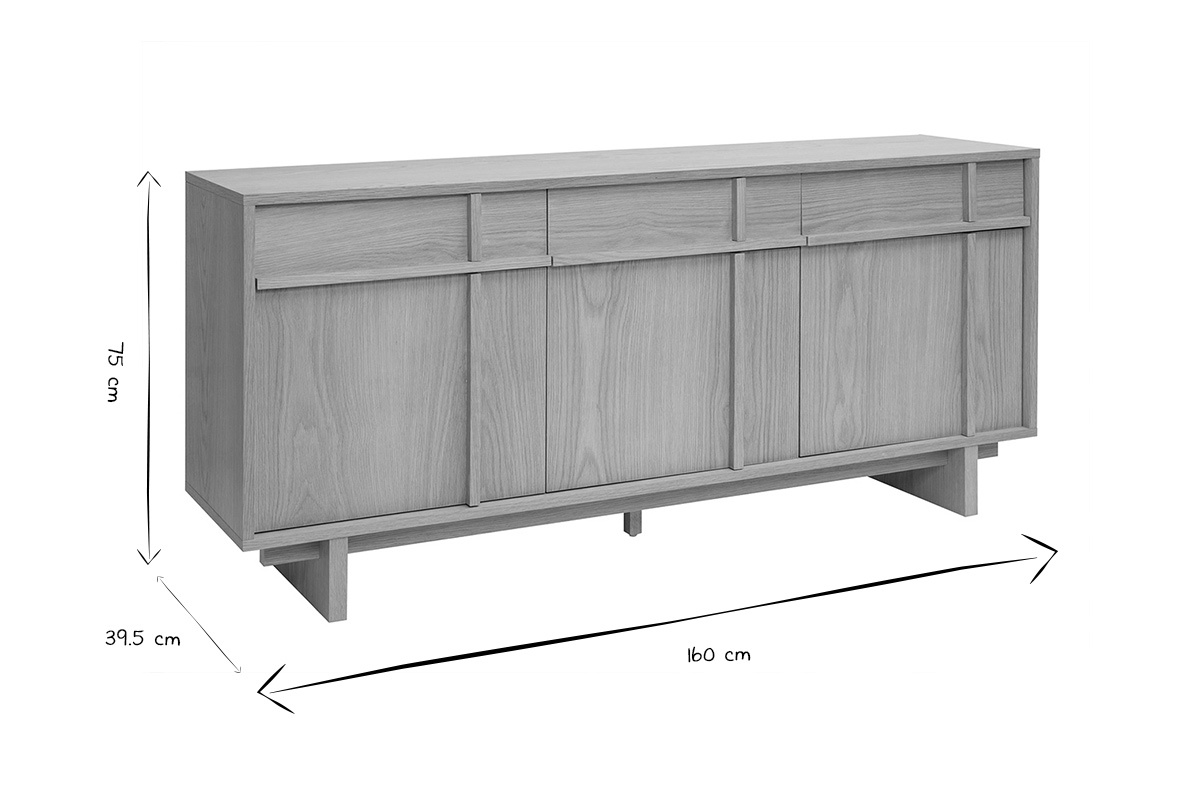 Buffet de madera clara de roble L160 cm ZAO