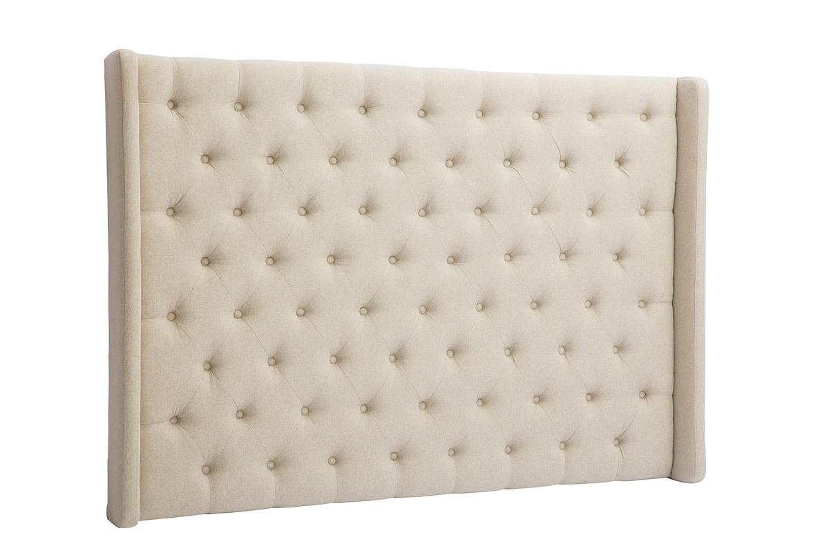 Cabecero capiton en tejido beige natural 160 cm LIZZIE