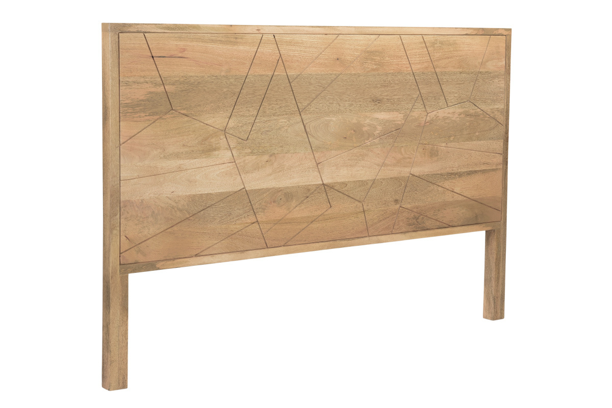 Cabecero de cama de madera de mango maciza con grabados 165cm LINIUM