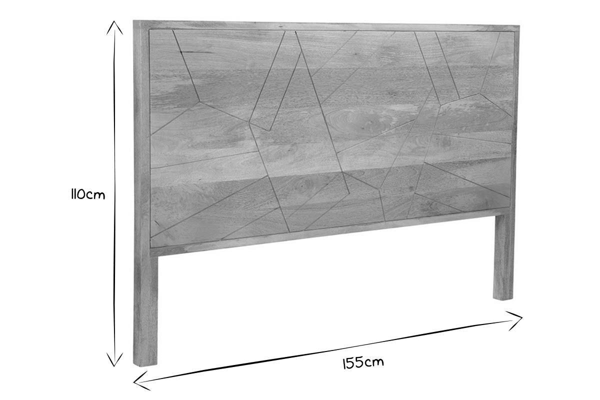 Cabecero de cama de madera de mango maciza con grabados 165cm LINIUM