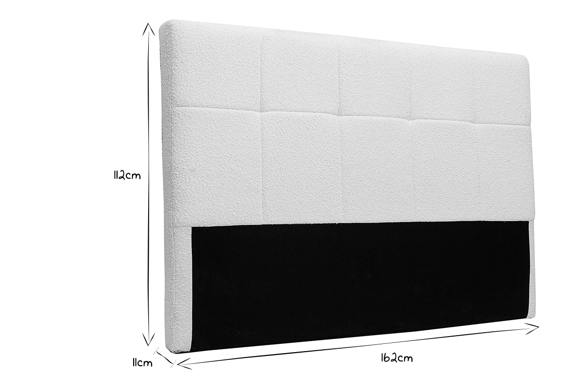 Cabecero de cama efecto borreguillo blanco 160 cm CLOVIS