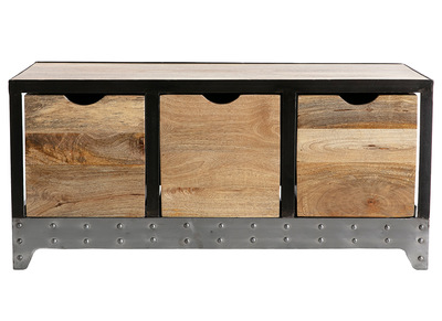 Cajonera de escritorio industrial madera maciza INDUSTRIA - Miliboo