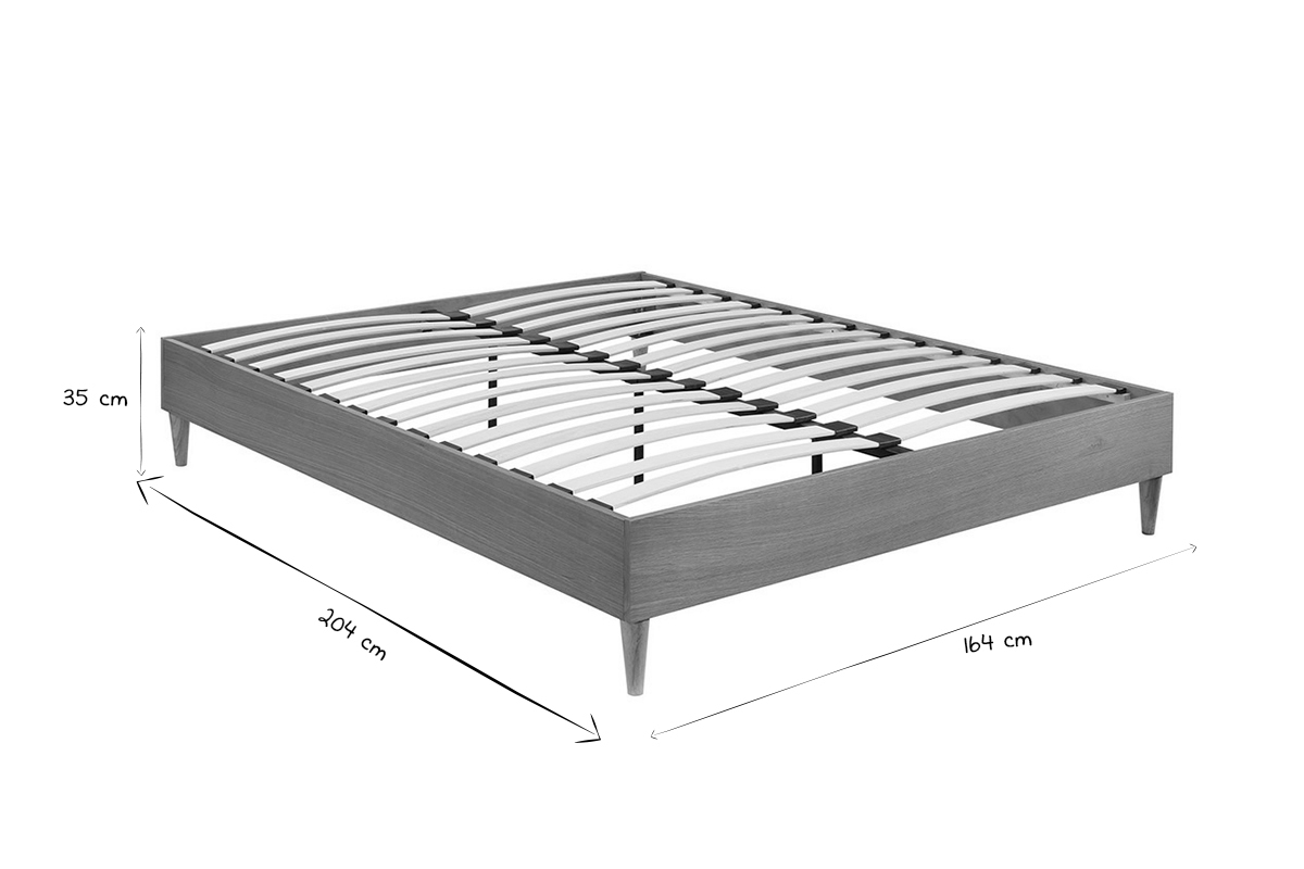 Cama adulto 160 x 200 cm con somier en tejido gris claro AYO