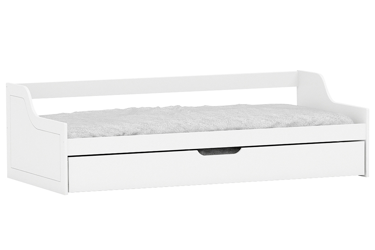 Cama banco infantil con cajn 90x200 pino blanco THEO