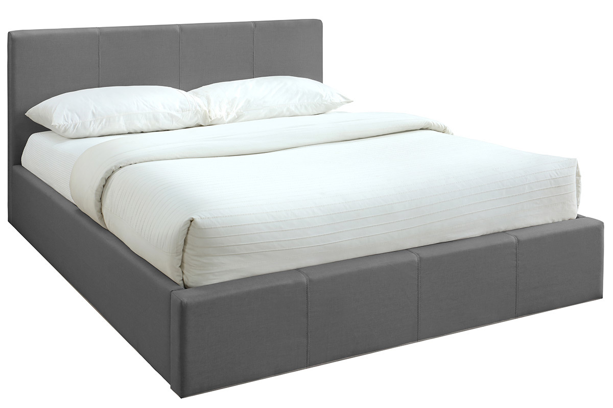 Cama canap 140x200 cm en tejido gris claro APOLLON