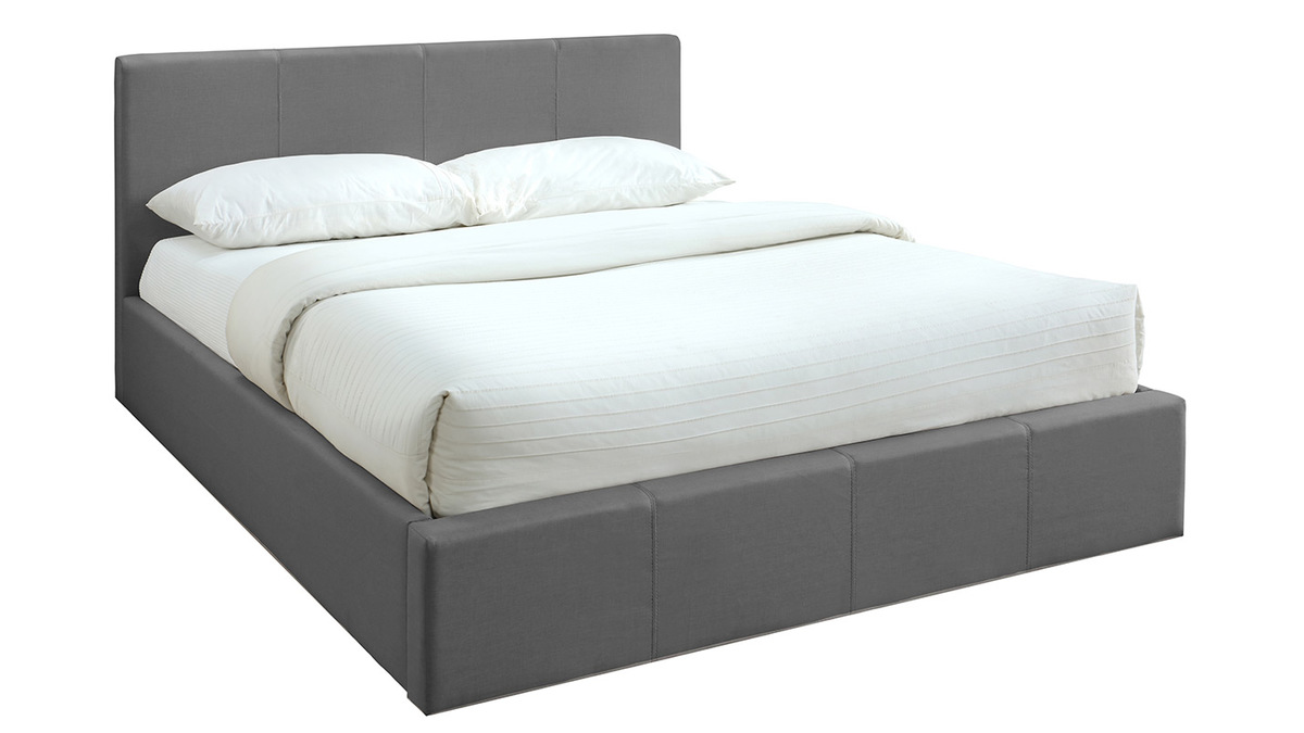 Cama canap 140x200 cm en tejido gris claro APOLLON