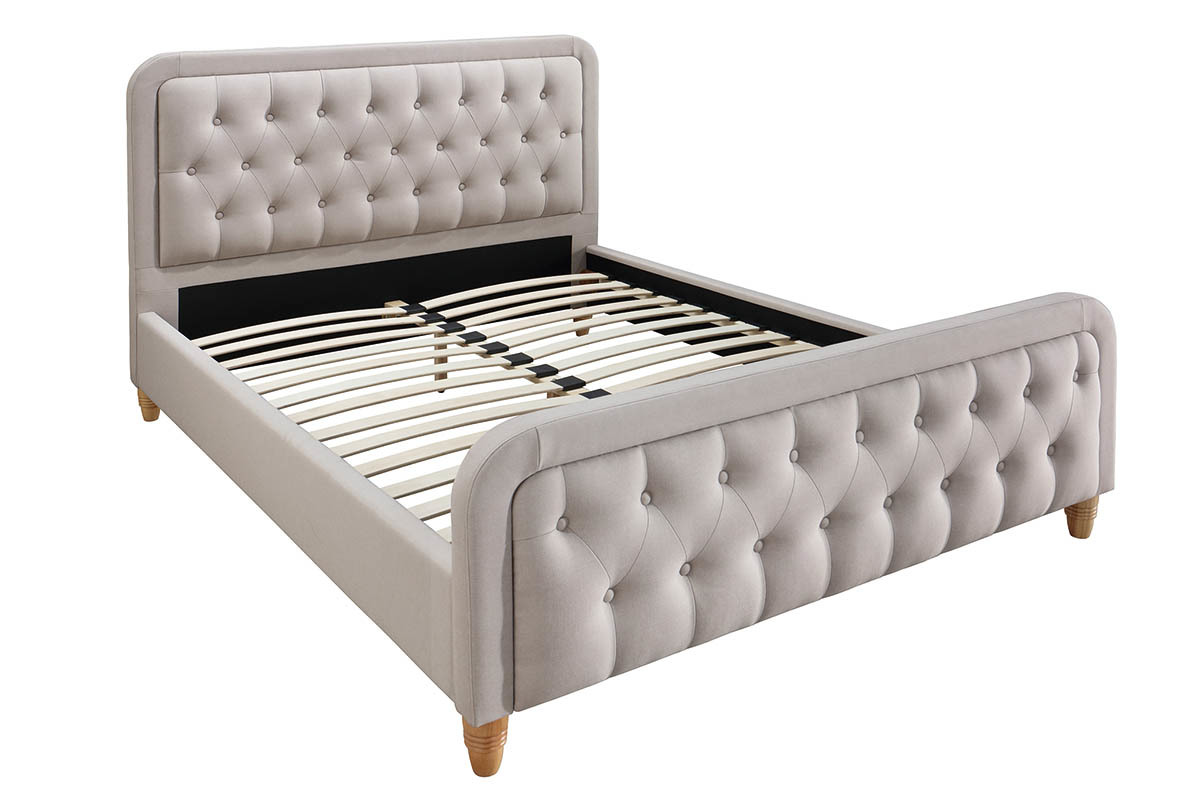 Cama capiton tejido beige 140 x 200cm KRISTEN