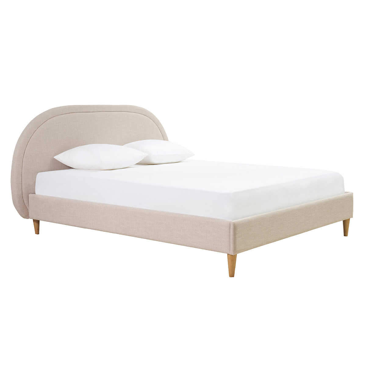 Cama de 2 plazas 160 x 200 cm de tela beige CHARLINE