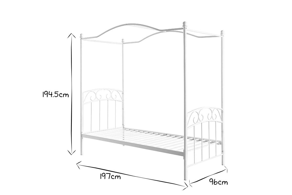 Cama de nia baldaquino romntica blanca BECCA