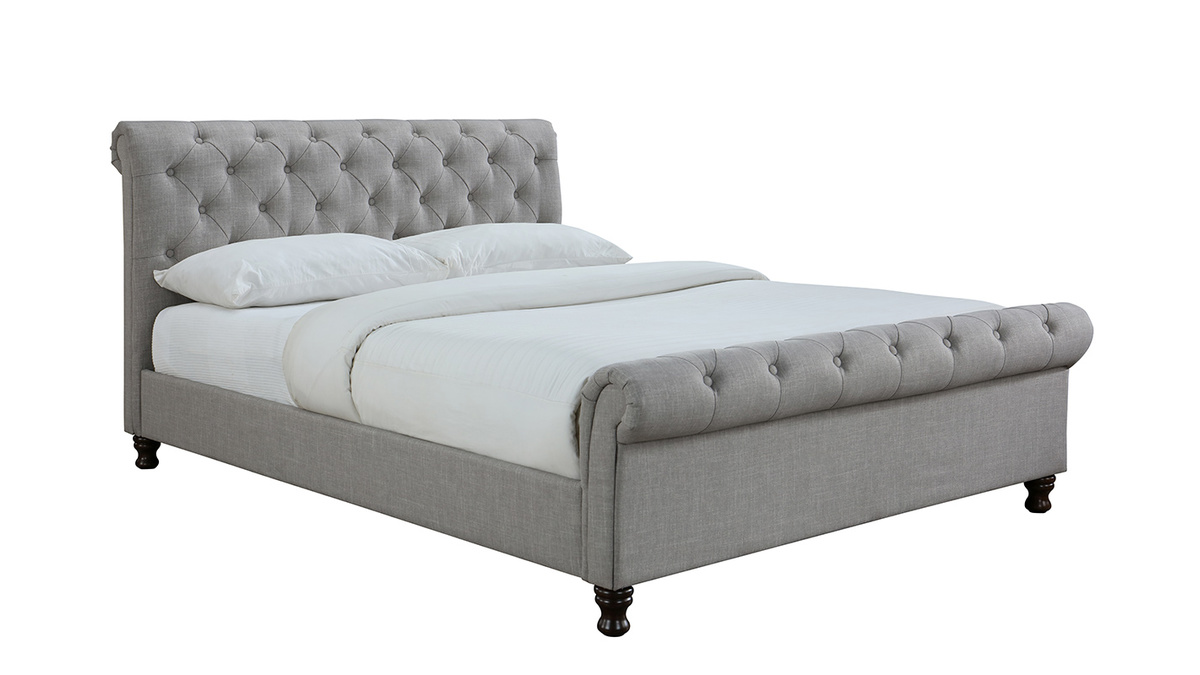 Cama doble 160*200 lino gris RILEY