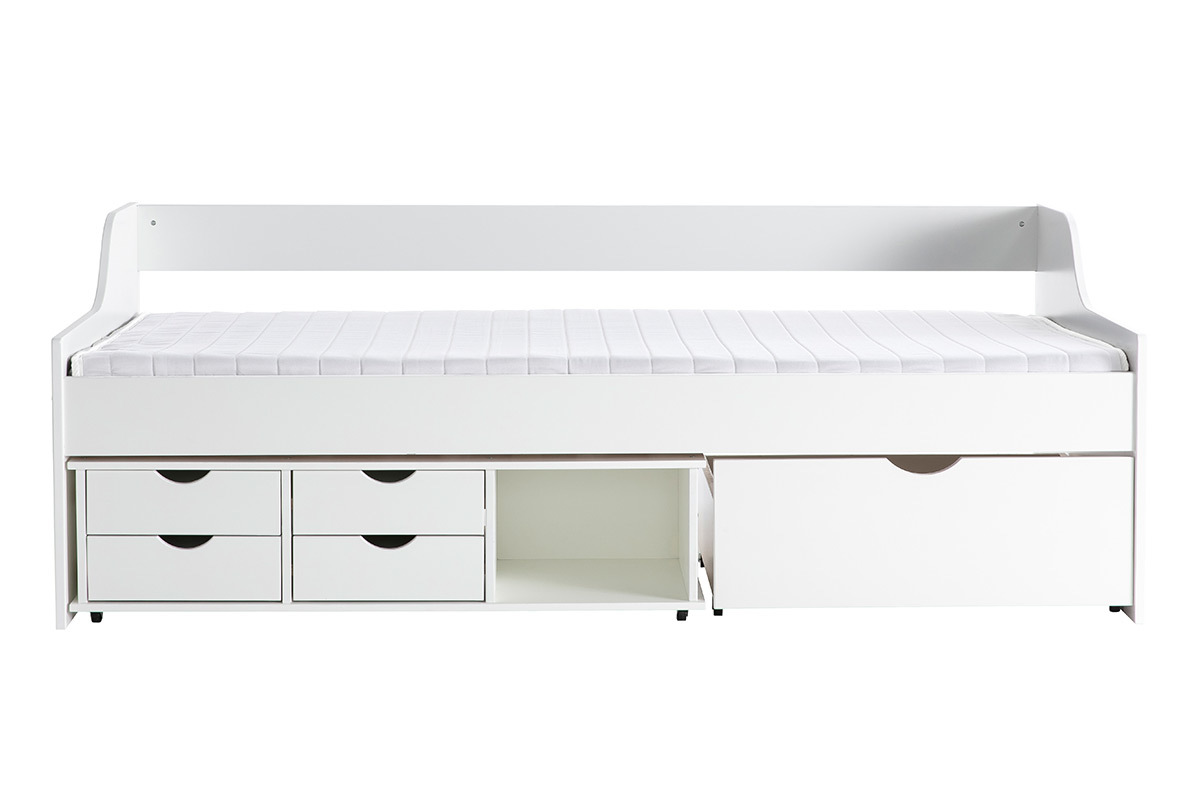 Cama infantil con cajones 90x190 pino blanco CLEO