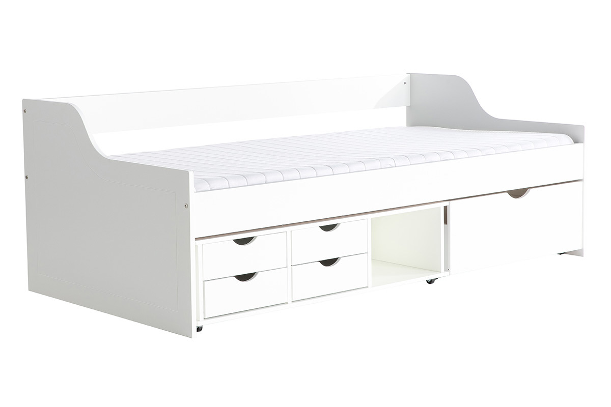 Cama infantil con cajones 90x190 pino blanco CLEO