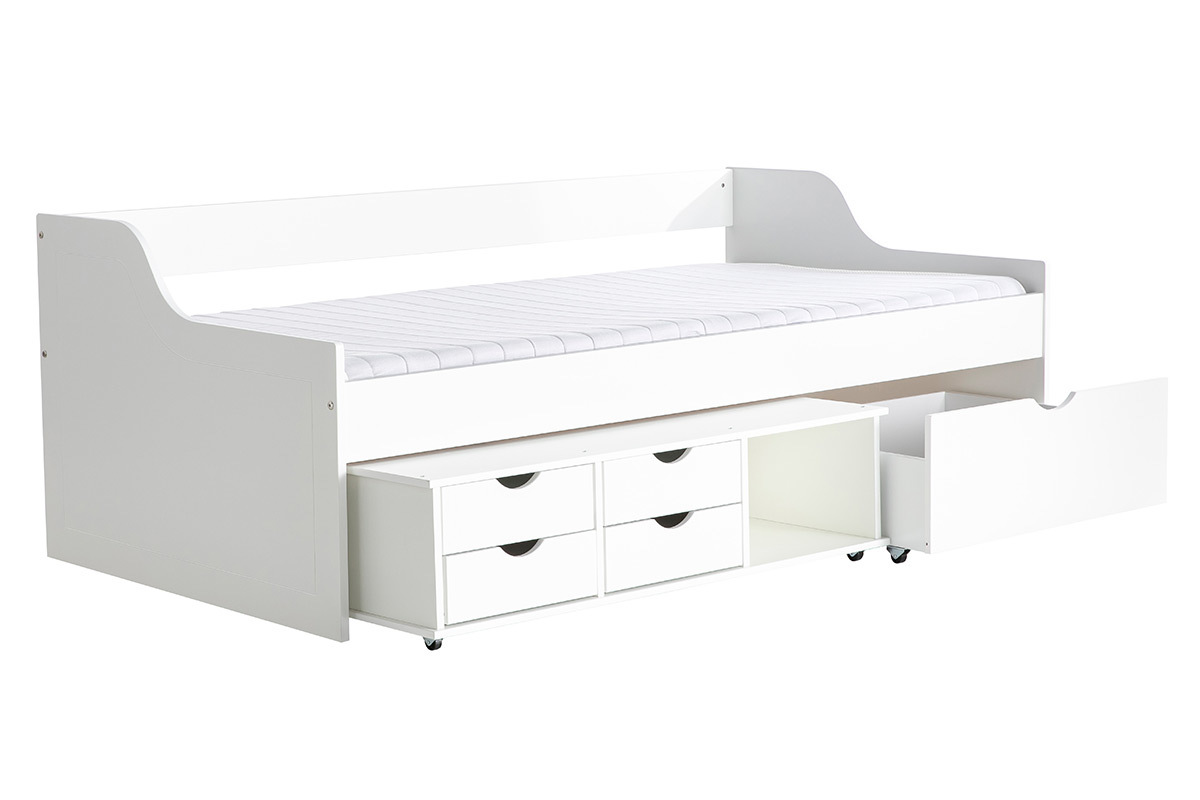 Cama infantil con cajones 90x190 pino blanco CLEO