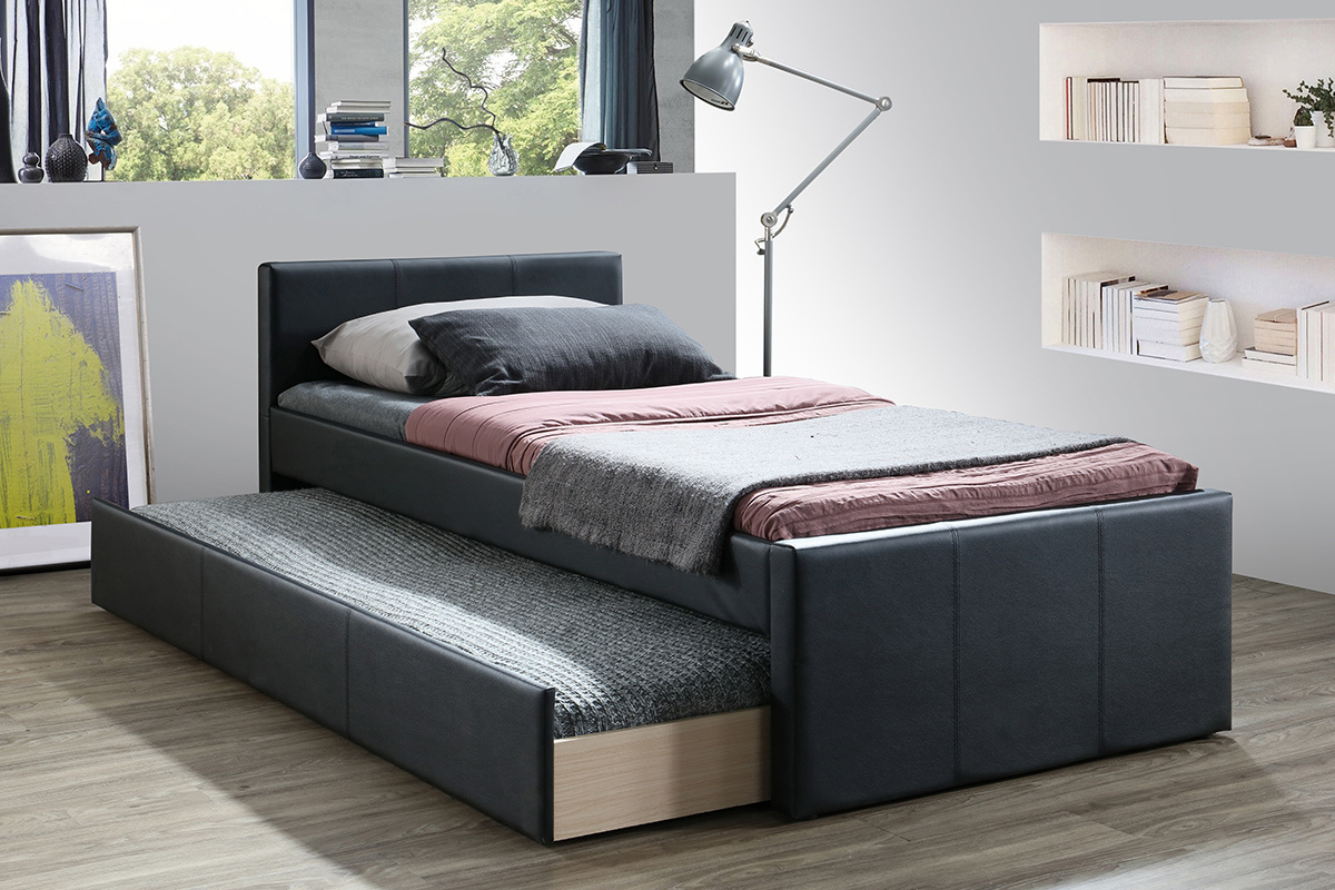 Cama nido 90 x 195 cm negro mate MACCO