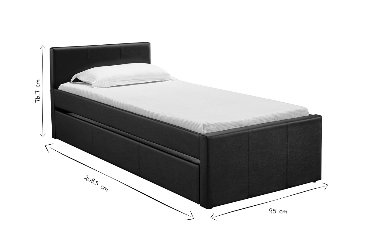 Cama nido 90 x 195 cm negro mate MACCO