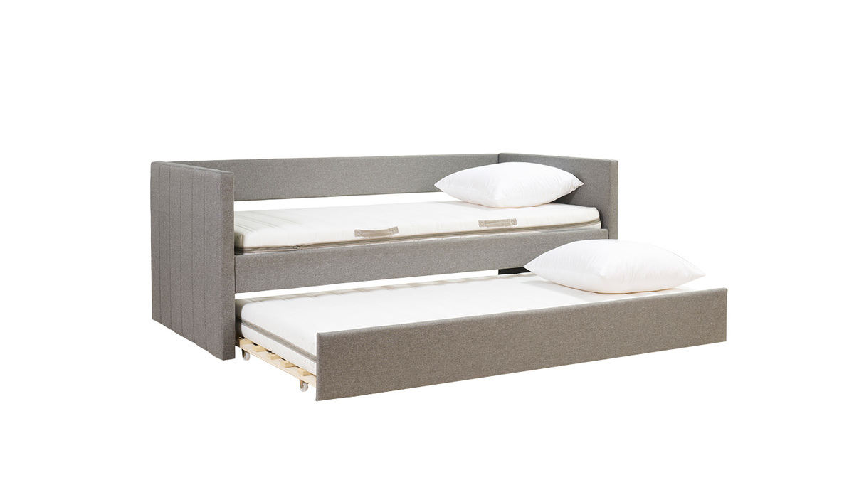 Cama nido de tela gris 90 x 190 cm ELIE