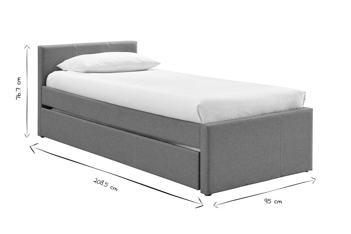 Cama nido infantil 90נ195cm tela gris MACCO