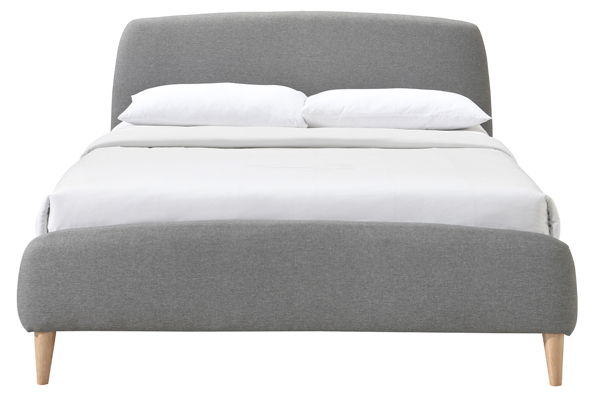 Cama tejido gris y madera 140 x 200 NIELS