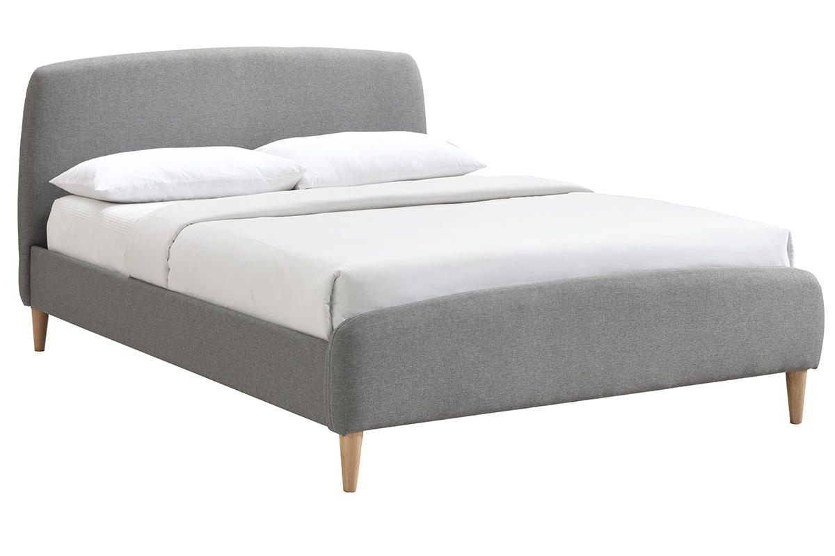 Cama tejido gris y madera 140 x 200 NIELS