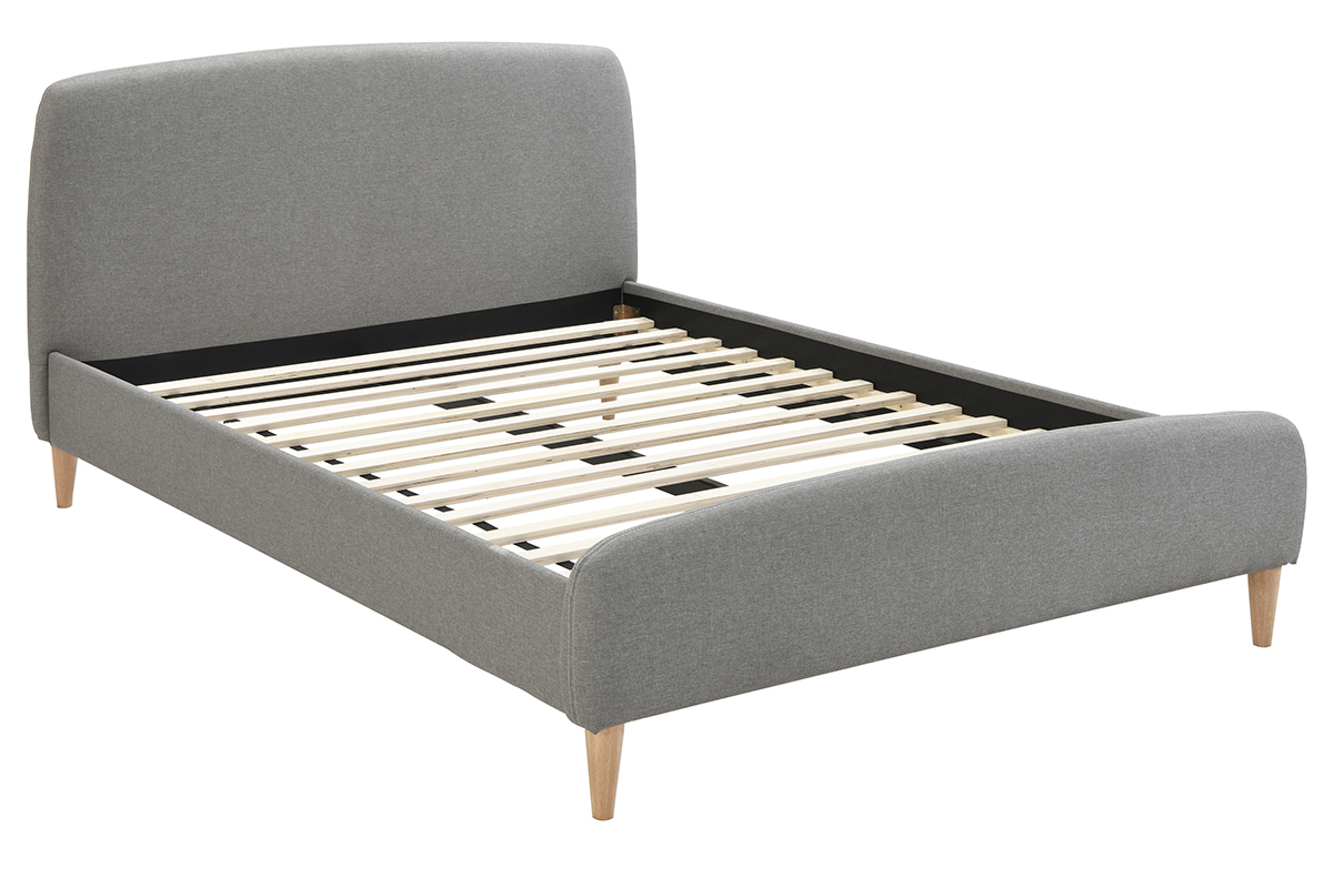 Cama tejido gris y madera 140 x 200 NIELS