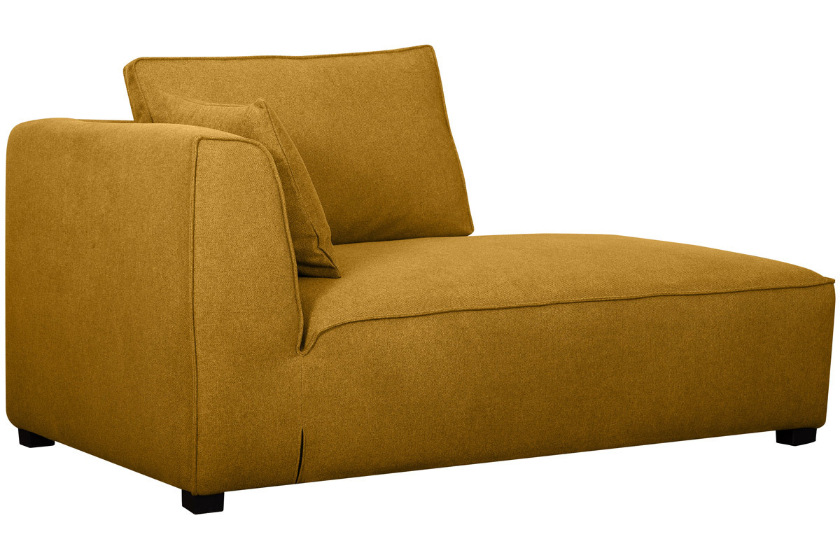 Chaise longue derecha en tejido amarillo comino PLURIEL